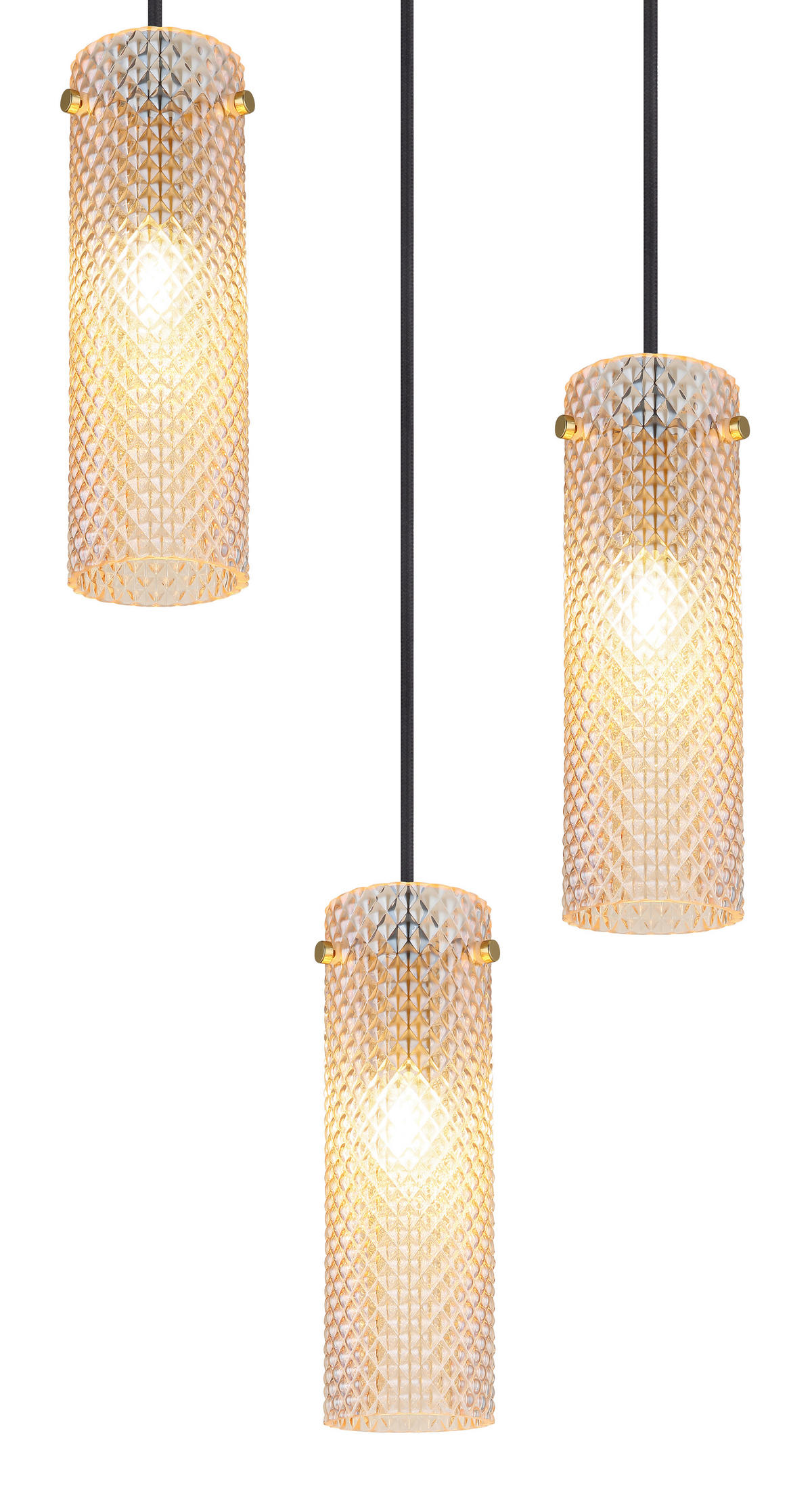 HÄNGELEUCHTE KAROLO 35/120 cm   - Goldfarben/Schwarz, KONVENTIONELL, Glas/Textil (35/120cm) - Globo