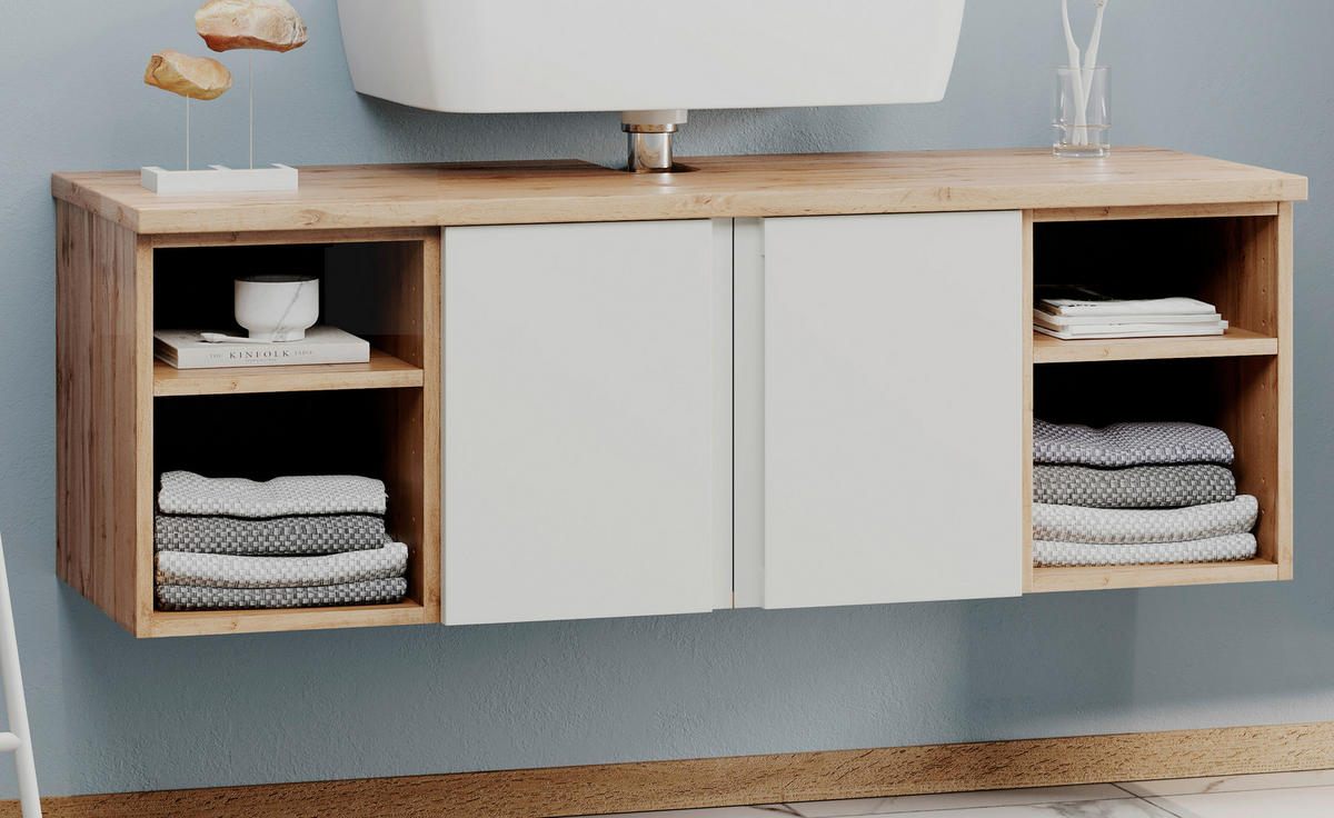 WASCHBECKENUNTERSCHRANK 120/41/47 cm  - Eiche Wotan/Weiß, MODERN, Holzwerkstoff (120/41/47cm) - Held