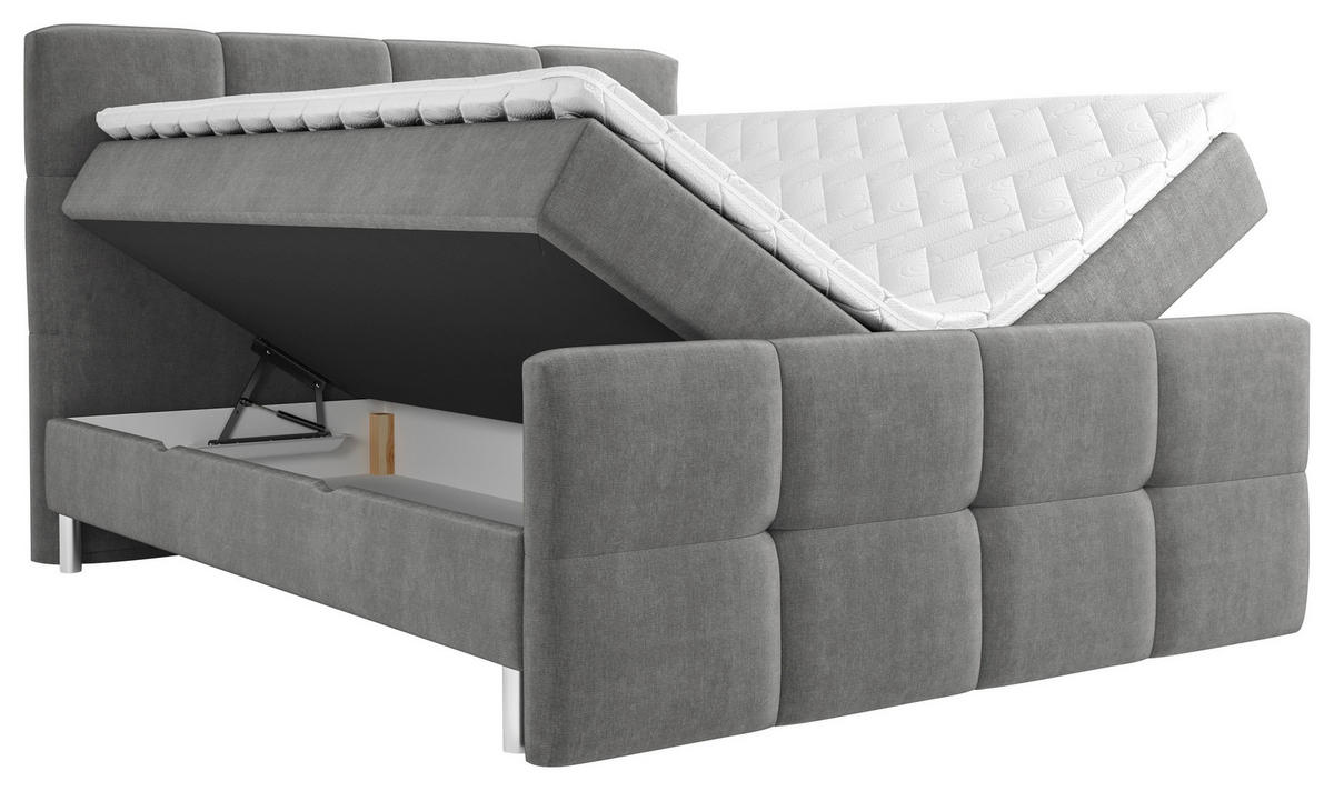BOXBETT 160/200 cm  in Grau  - Chromfarben/Grau, Design, Holz/Holzwerkstoff (160/200cm) - Esposa