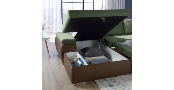 ECKSOFA  in Flachgewebe Braun, Olivgrün  175/271 cm  - Braun/Olivgrün, Design, Kunststoff/Textil (175/271cm) - Xora