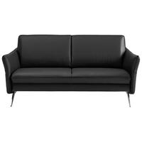 2-SITZER-SOFA in Echtleder Schwarz  - Edelstahlfarben/Schwarz, Design, Leder/Metall (155/86/92cm) - Himolla Komfortklass