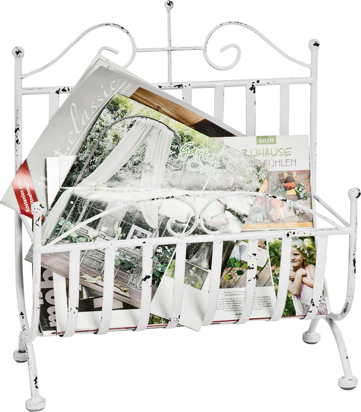 ZEITUNGSSTÄNDER 37/44/18 cm  - Weiß, Design, Metall (37/44/18cm) - Ambia Home