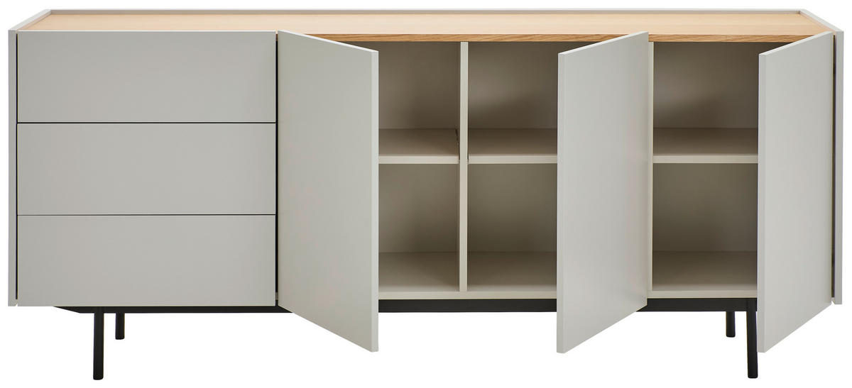 SIDEBOARD 180/77,5/40 cm  in Eichefarben, Hellgrau  - Eichefarben/Hellgrau, Design, Holz/Holzwerkstoff (180/77,5/40cm) - Carryhome