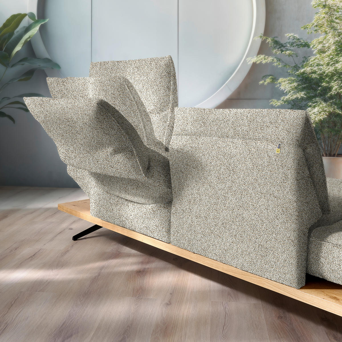 ECKSOFA Chenille Cappuccino  - Schwarz/Cappuccino, Design, Holz/Textil (132/240cm) - Koinor