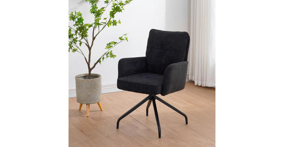 ARMLEHNSTUHL  Sitzfläche 180° drehbar Mikrofaser  - Schwarz, Design, Textil/Metall (60/90/68cm) - Carryhome