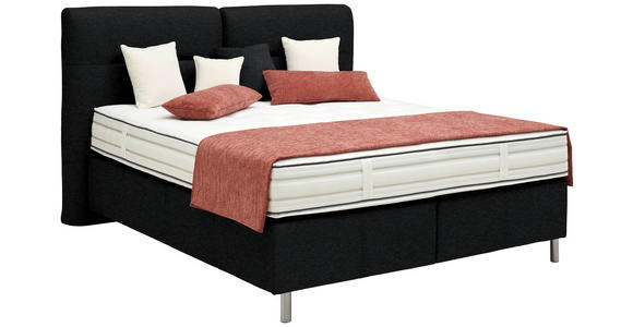BOXSPRINGBETT 200/200 cm  in Schwarz  - Alufarben/Schwarz, KONVENTIONELL, Textil/Metall (200/200cm) - Dieter Knoll