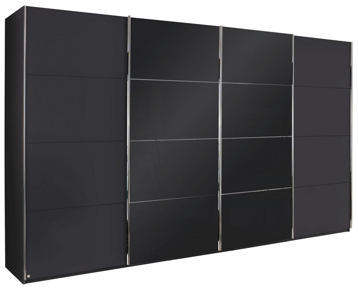 SCHWEBETÜRENSCHRANK 361/235/68 cm 4-türig Graphitfarben, Schwarz  - Chromfarben/Graphitfarben, KONVENTIONELL, Glas/Holzwerkstoff (361/235/68cm) - Novel