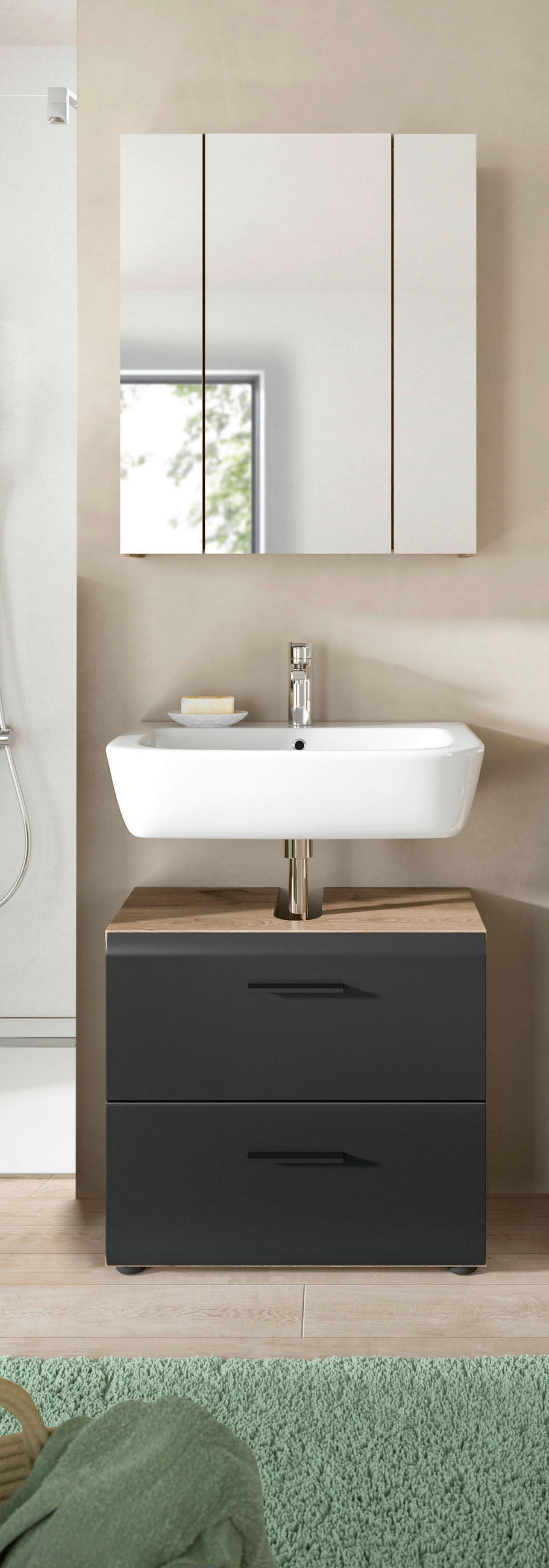 BADRUM 60 cm  - mörk ek/svart, Basics, trämaterial/plast (60cm) - MID.YOU