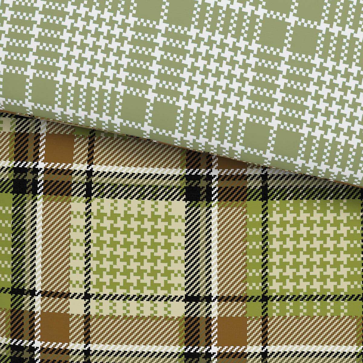WENDEBETTWÄSCHE Tweet me dogtooth Renforcé 155/220 cm  - Grün, KONVENTIONELL, Textil (155/220cm) - Novel