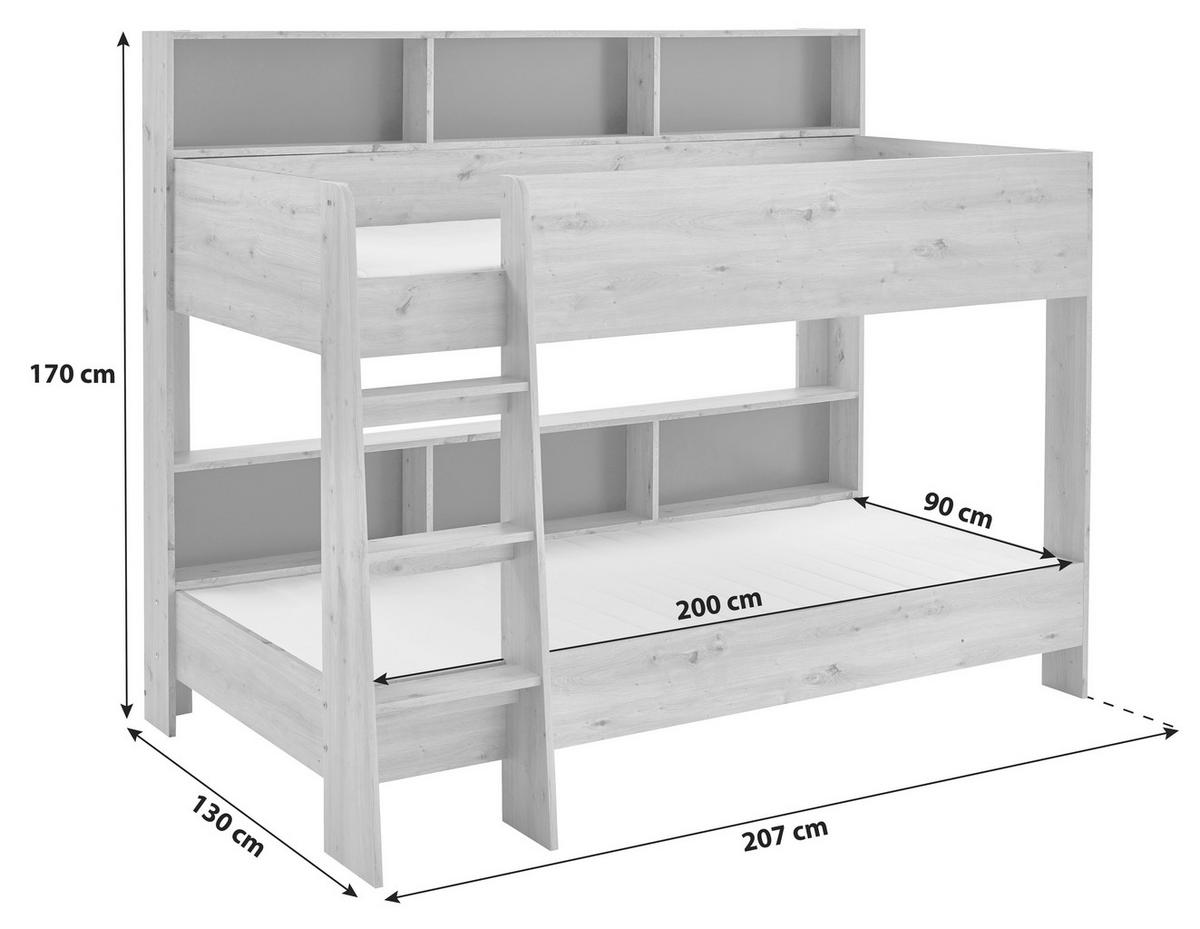 Etagenbett Sway Eiche Artisan - Eiche Artisan, KONVENTIONELL, Holzwerkstoff (90/200cm) - Boxxx