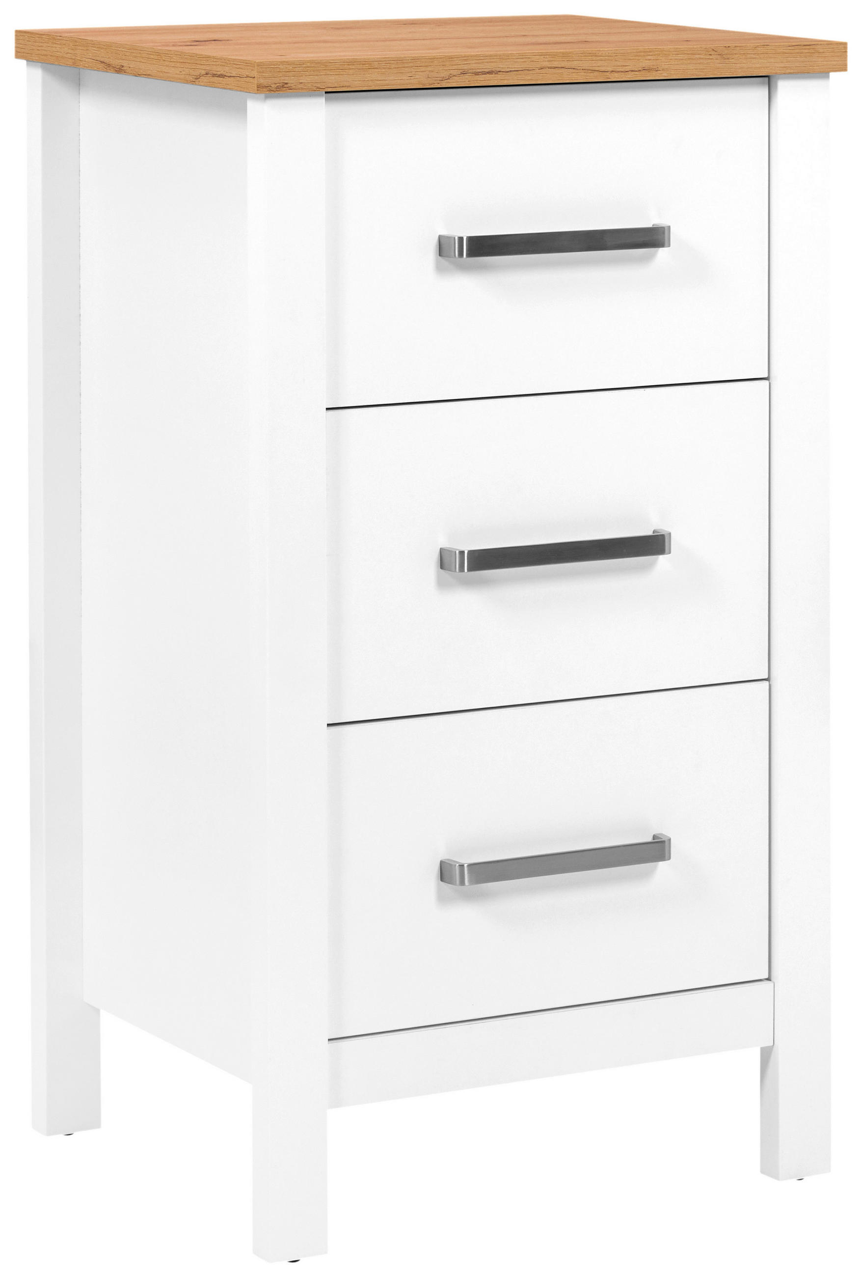 KOMODA   53/92/45 cm   bijela, hrast Artisan  - bijela/srebrne boje, Romantično / ladanjski, drvni materijal/metal (53/92/45cm)
