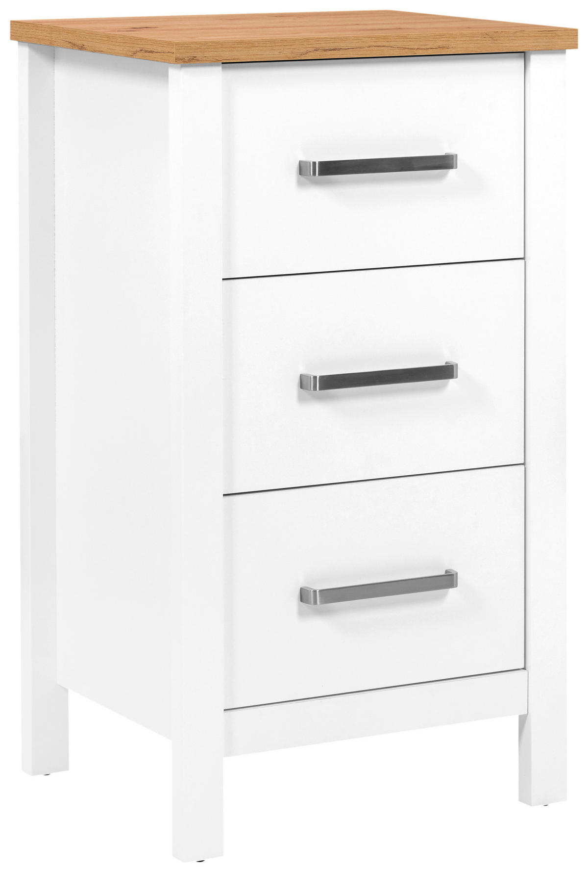 KOMODA   53/92/45 cm   bijela, hrast Artisan  - bijela/srebrne boje, Romantično / ladanjski, drvni materijal/metal (53/92/45cm)