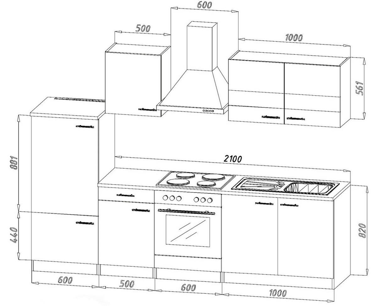 KÜCHENLEERBLOCK 270 cm   in Grau  - Eichefarben/Silberfarben, Basics, Holzwerkstoff/Metall (270cm) - Respekta