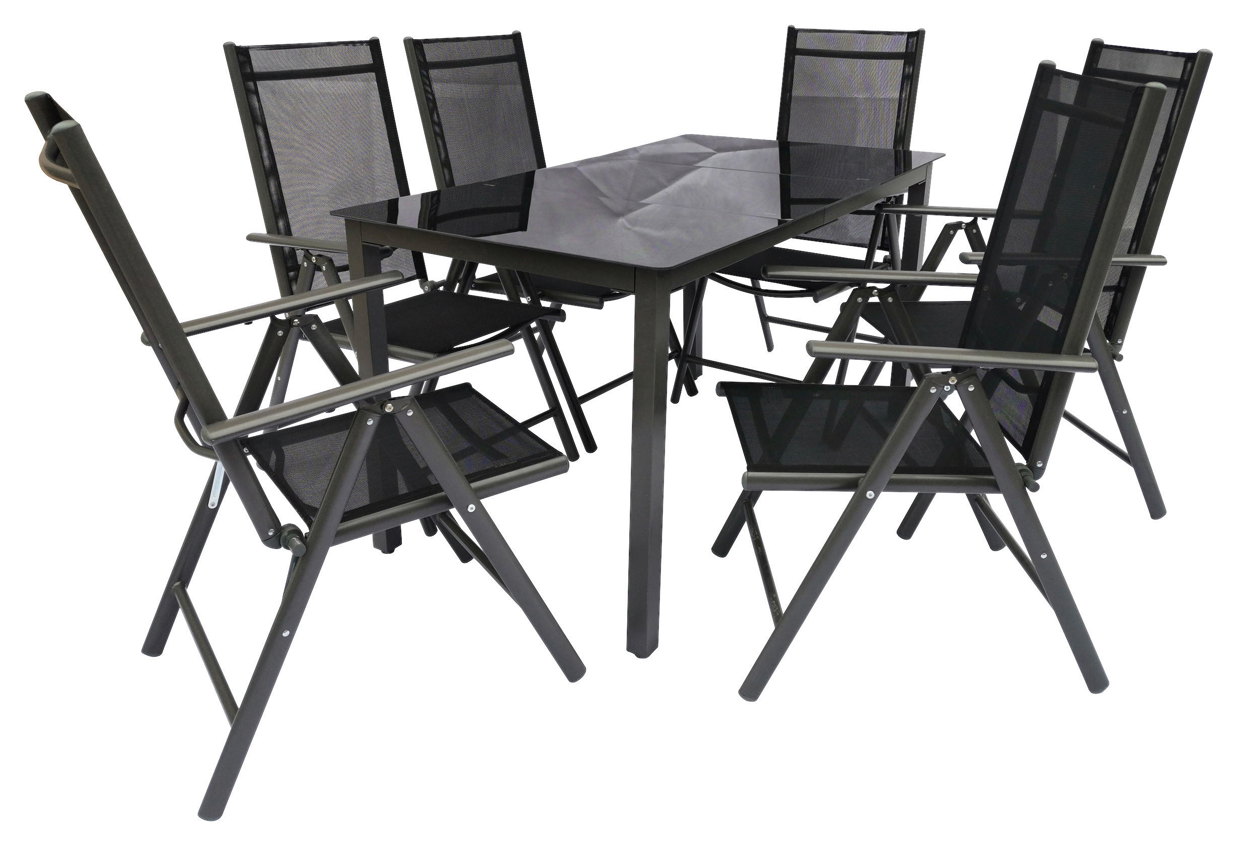 GARTENGARNITUR  7-teilig  - Schwarz, Basics, Metall (140/73/80cm) - MID.YOU