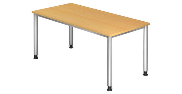 SCHREIBTISCH 160/80/68,5-81 cm  in Buchefarben  - Buchefarben/Silberfarben, KONVENTIONELL, Holzwerkstoff/Metall (160/80/68,5-81cm) - Venda