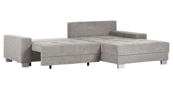 ECKSOFA in Flachgewebe Hellgrau  - Silberfarben/Hellgrau, KONVENTIONELL, Holz/Textil (273/192cm) - Carryhome