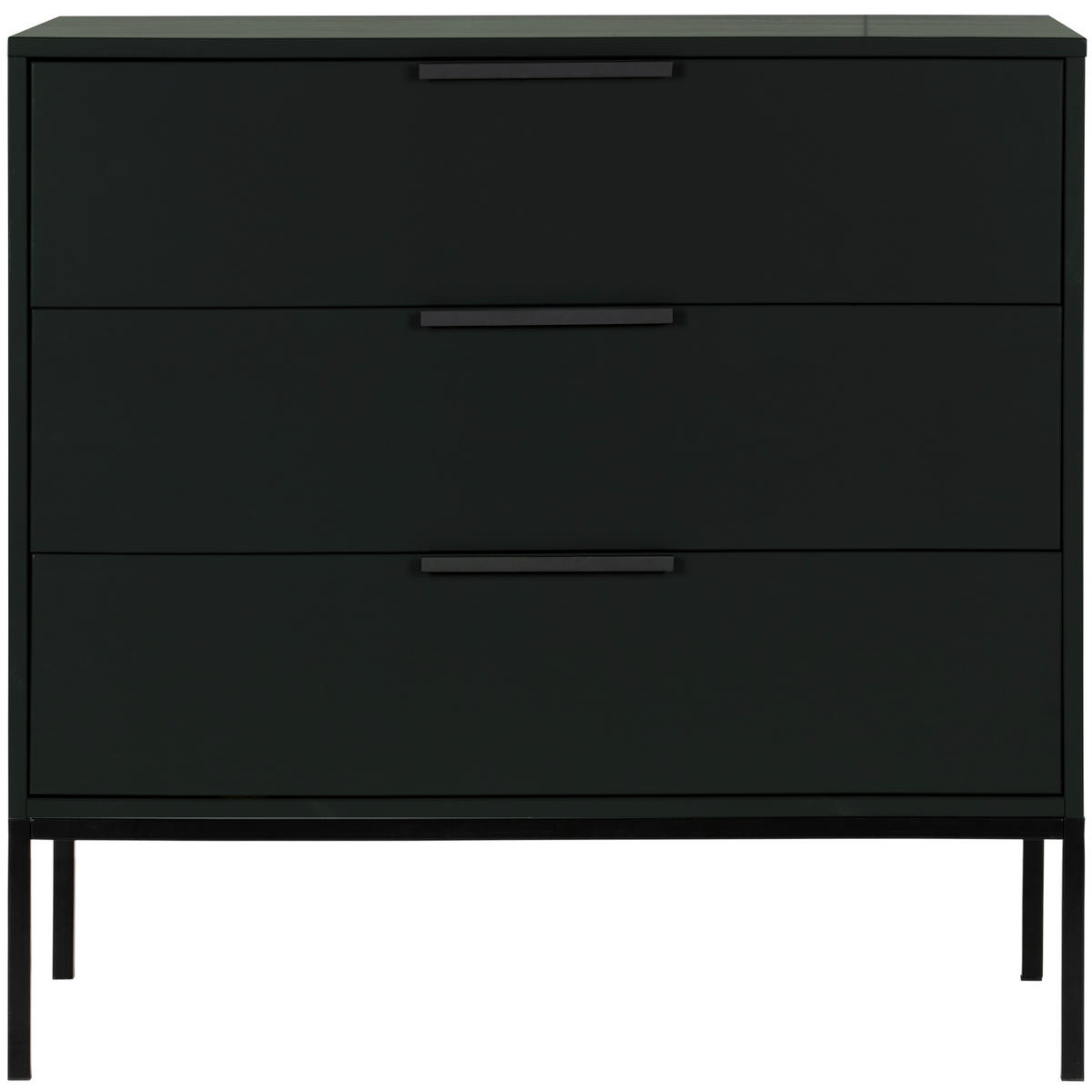 KOMMODE ADAM, 94/93/52 cm, 3 Schublade(n)  - Schwarz, Basics, Holz/Metall (94/93/52cm) - MID.YOU