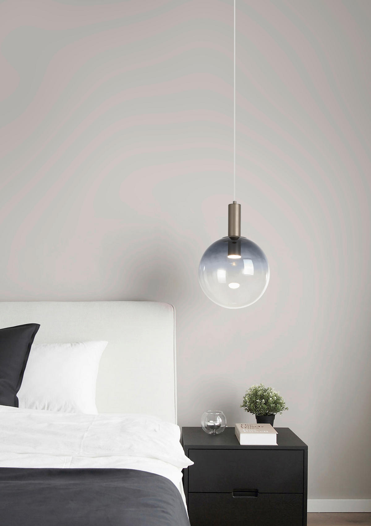 HÄNGELEUCHTE Ombre 35/120 cm  - Chromfarben/Mokka, Design, Glas/Metall (35/120cm)