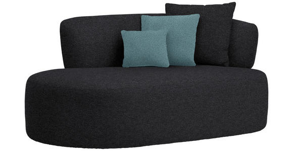 RÉCAMIERE  in Plüsch Anthrazit, Petrol  - Anthrazit/Petrol, MODERN, Kunststoff/Textil (166/86/105cm) - Hom`in