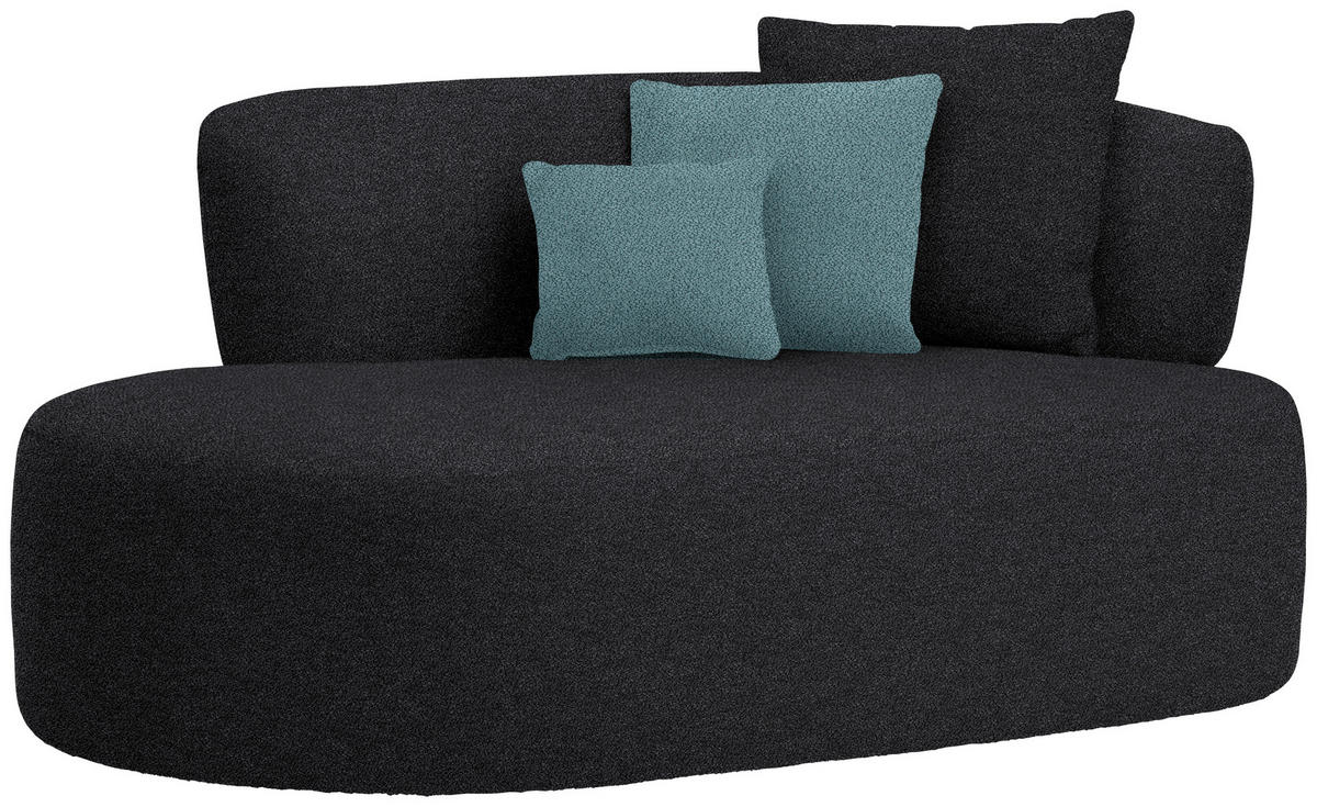 RÉCAMIERE  in Plüsch Anthrazit, Petrol  - Anthrazit/Petrol, MODERN, Kunststoff/Textil (166/86/105cm) - Hom`in