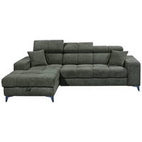 ECKSOFA in Chenille Dunkelgrün  - Dunkelgrün/Schwarz, Konventionell, Kunststoff/Textil (172/268cm) - MID.YOU