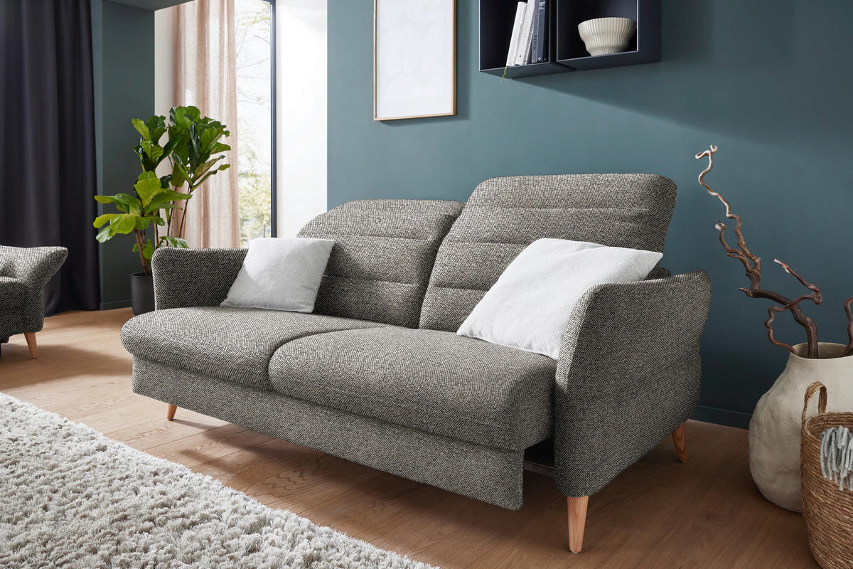 2-SITZER-SOFA in Webstoff Hellbraun  - Hellbraun/Eiche Bianco, Design, Holz/Textil (192-220/85-106/98-112cm) - Dieter Knoll