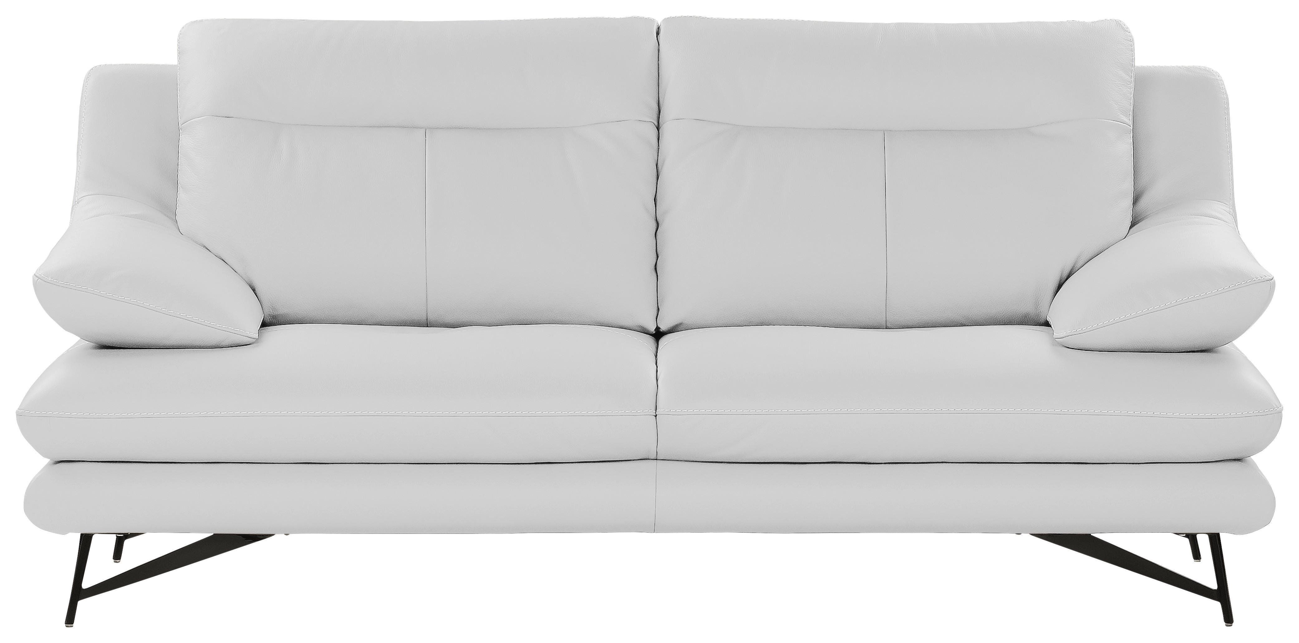 3-SITZER-SOFA in Echtleder Weiß  - Weiß, Design, Leder/Metall (215/90/109cm)