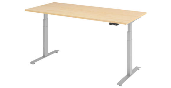 SCHREIBTISCH 180/80/64,5-129,5 cm Silberfarben, Ahornfarben höhenverstellbar  - Silberfarben/Ahornfarben, KONVENTIONELL, Holzwerkstoff/Metall (180/80/64,5-129,5cm) - Venda