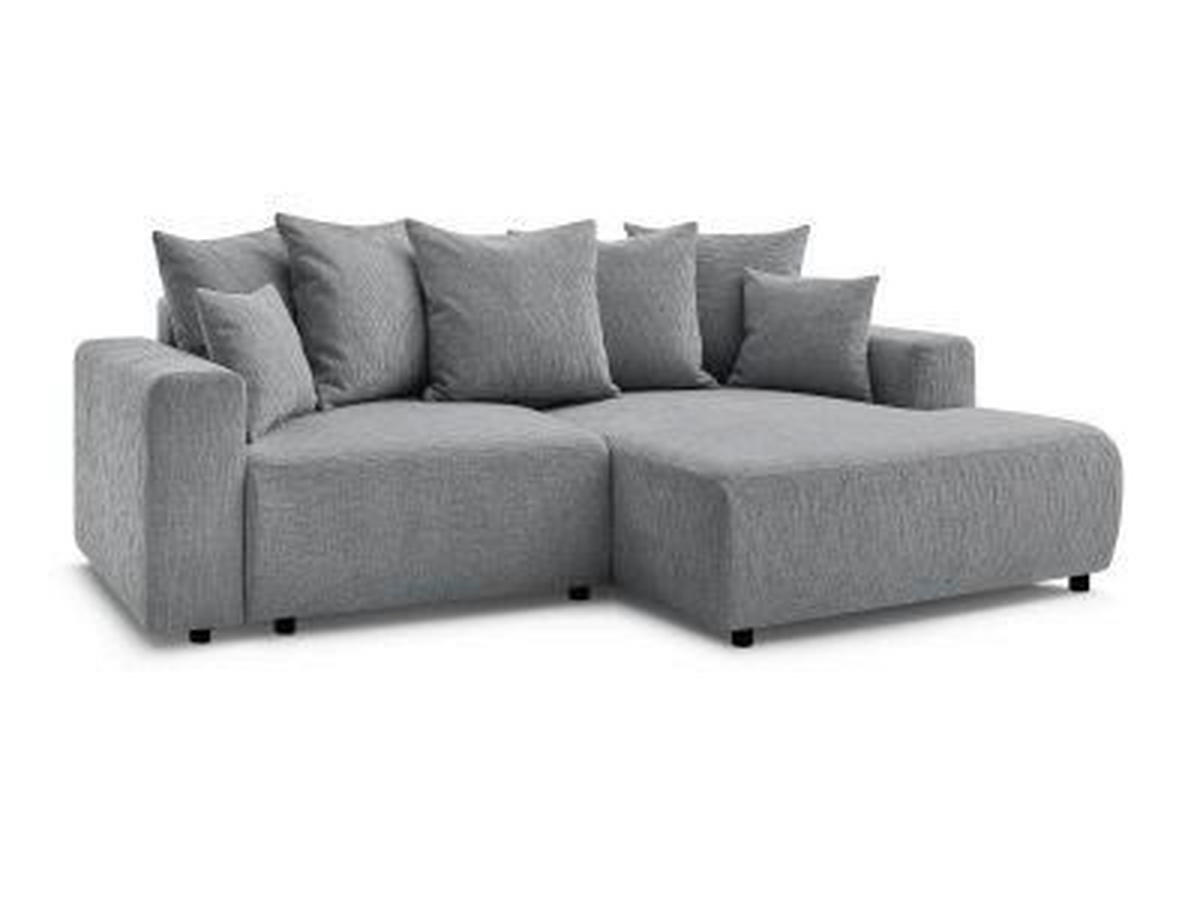 ECKSOFA Ottomane rechts  ATILLA Dunkelgrau Struktur  - Dunkelgrau/Schwarz, MODERN, Kunststoff/Textil (244/149cm)