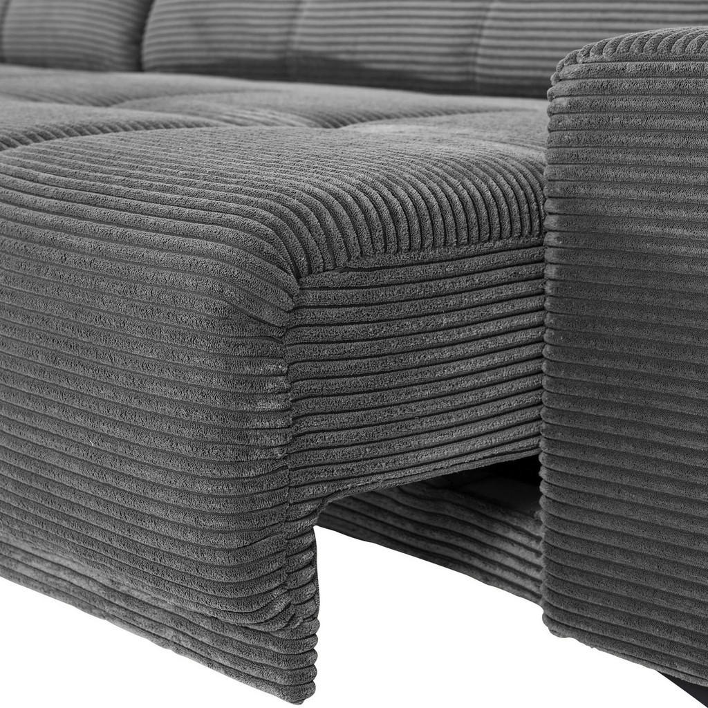 Thumbnail - Carryhome Ecksofa, Dunkelgrau, Textil, 2-3-Sitzer, Ottomane links, L-Form, 295x165 cm, seitenverkehrt erhältlich, Rücken...