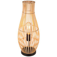 TISCHLEUCHTE - Schwarz/Braun, Basics, Naturmaterialien/Metall (19,5/47,5cm) - Globo