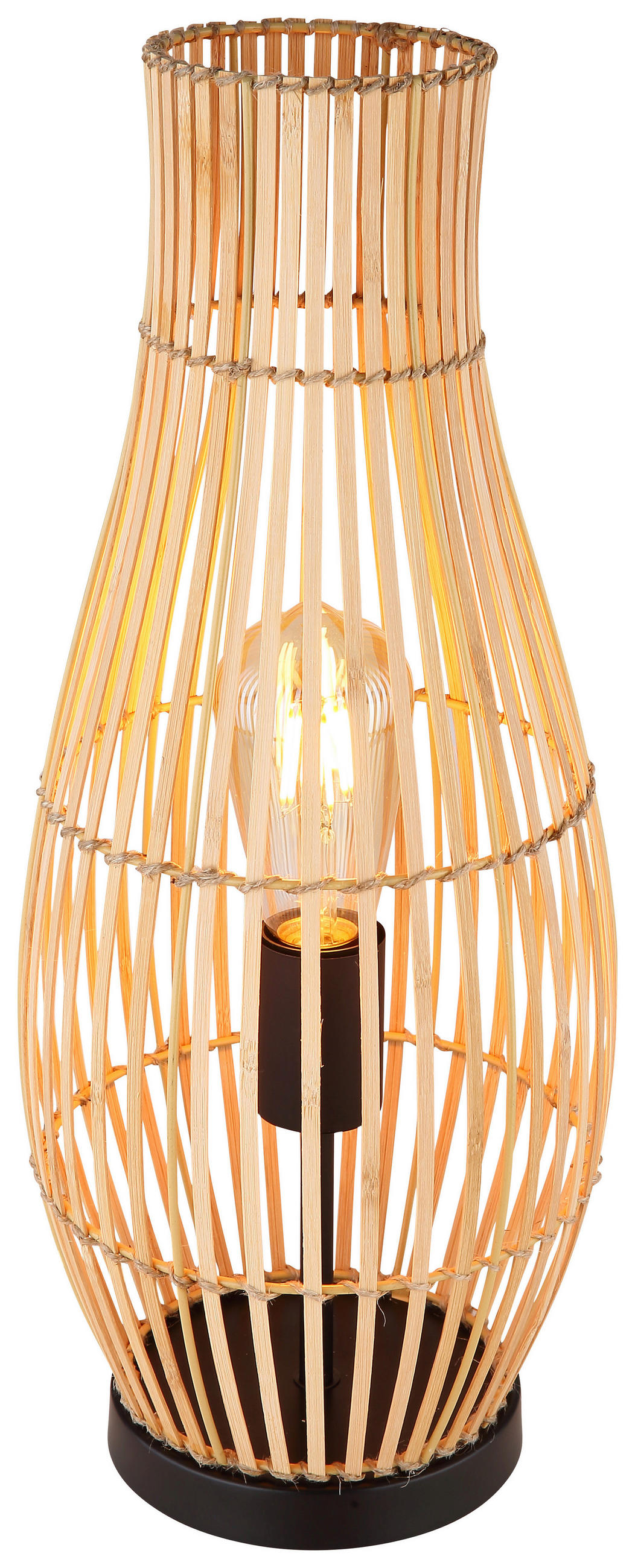 TISCHLEUCHTE - Schwarz/Braun, Basics, Naturmaterialien/Metall (19,5/47,5cm) - Globo