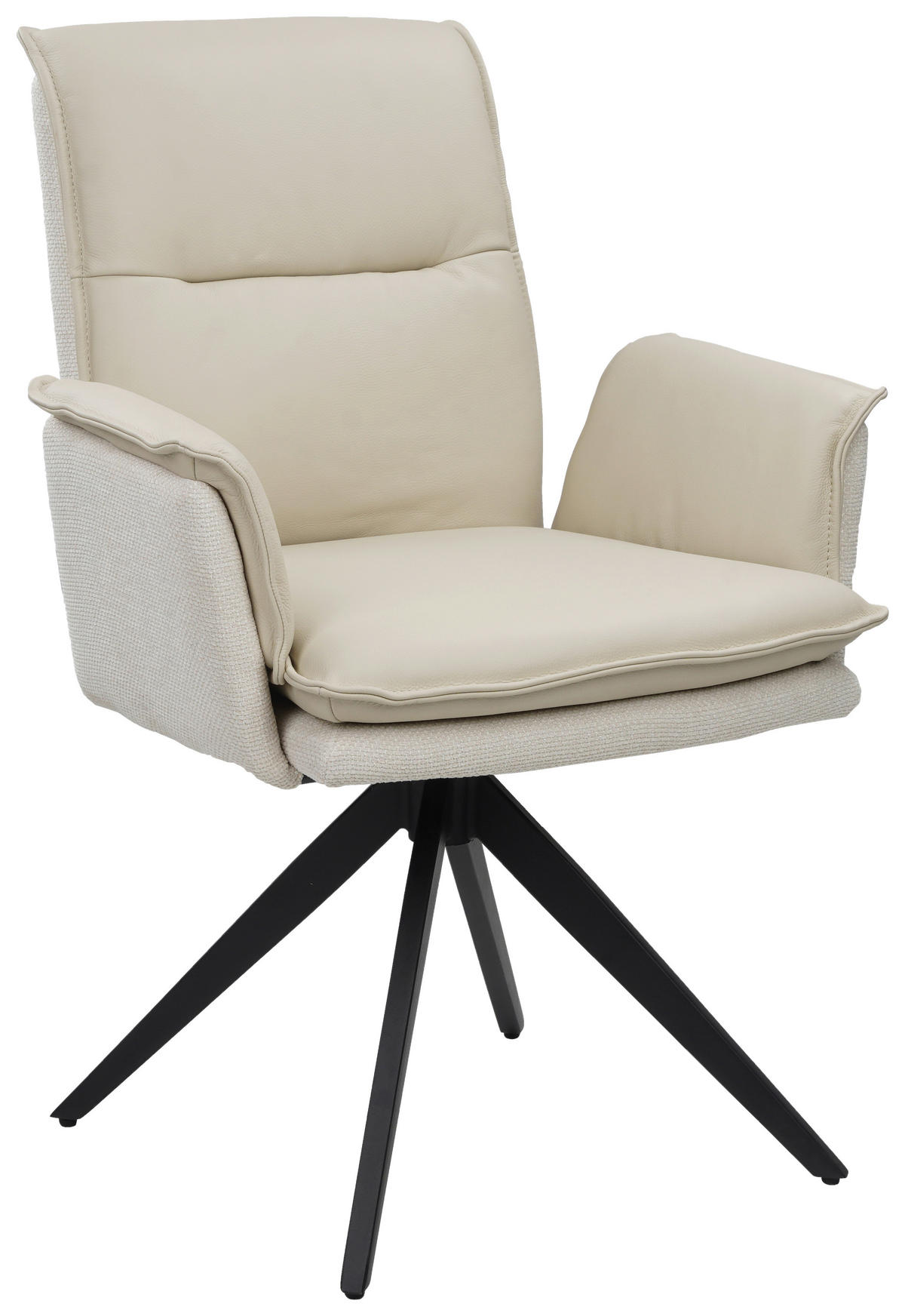 ARMLEHNSTUHL  in Struktur Echtleder pigmentiert  - Beige/Schwarz, Design, Leder/Textil (63/89/65cm) - Novel