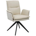 ARMLEHNSTUHL  Sitzfläche 360° drehbar, automatische Rückholfunktion Struktur Echtleder  Beige  - Beige/Schwarz, Design, Leder/Textil (63/89/65cm) - Novel