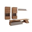 WOHNWAND  in Schlammfarben, Buchefarben  279/185/47 cm  - Edelstahlfarben/Schlammfarben, Natur, Glas/Holz (279/185/47cm) - Valnatura