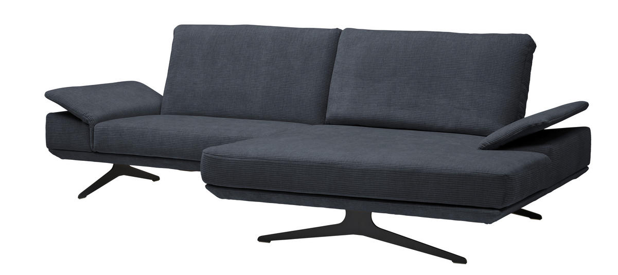 ECKSOFA in Flachgewebe Dunkelgrau  269/155 cm  - Dunkelgrau/Schwarz, Design, Textil/Metall (269/155cm) - Koinor