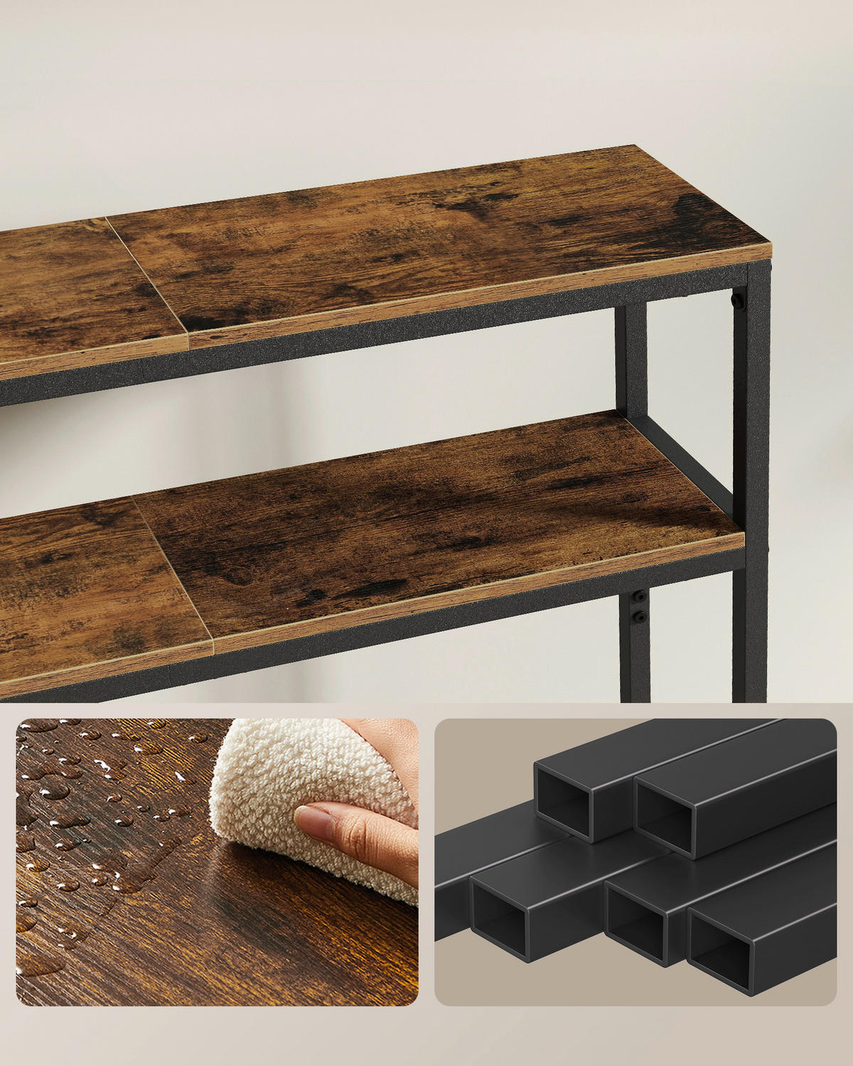 KONSOLENTISCH Schwarz, Dunkelbraun  - Dunkelbraun/Schwarz, Trend, Holzwerkstoff/Metall (120/20/80cm) - Boxxx