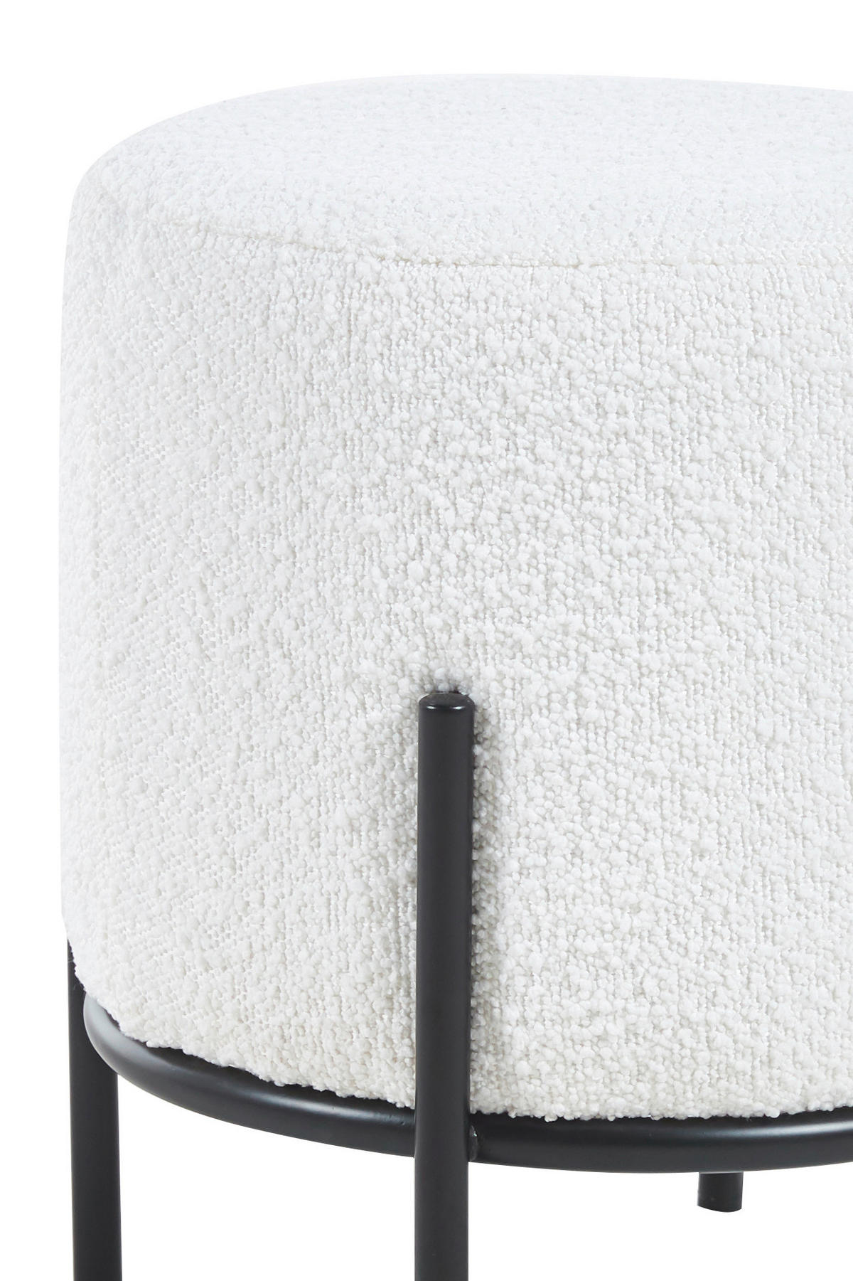 HOCKER Bouclé Schwarz, Weiß  - Schwarz/Weiß, MODERN, Textil/Metall (35/38/35cm) - Livetastic