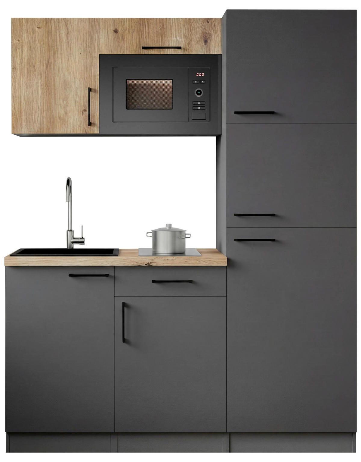 MODULKÖK 160 cm   i grå, ek Artisan  - ek Artisan/grå, Trend, metall/trämaterial (160cm) - Respekta