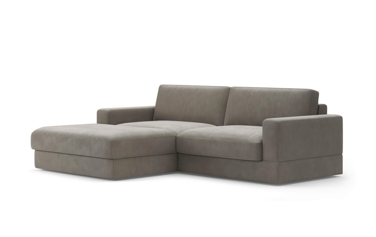 ECKSOFA FABIO E Schlammfarben Flachgewebe  - Schlammfarben/Schwarz, MODERN, Kunststoff/Textil (196/264cm) - Sit & More