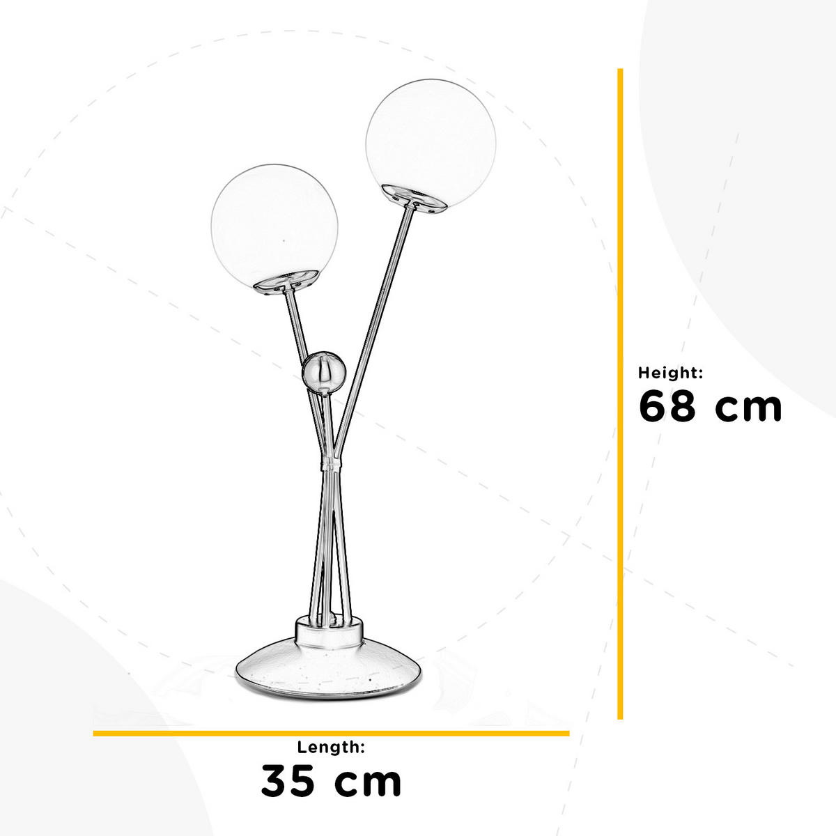 TISCHLEUCHTE 5043 BILLO 35/21/68 cm   - Weiß Hochglanz/Goldfarben, Basics, Kunststoff/Metall (35/21/68cm)
