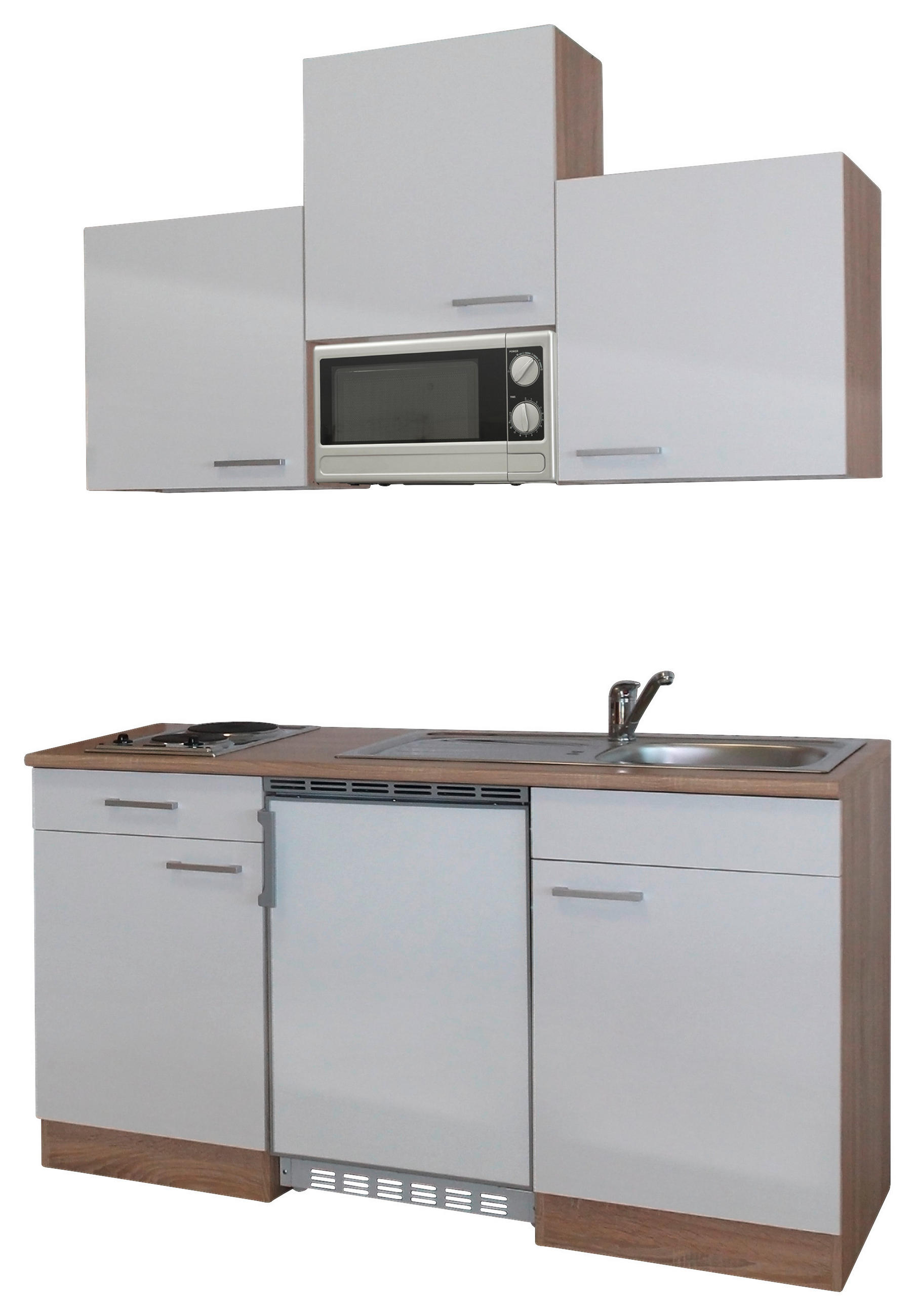 MINIKÖK 150 cm   i vit, ekfärgad  - vit/ekfärgad, Basics, trämaterial (150cm) - Respekta