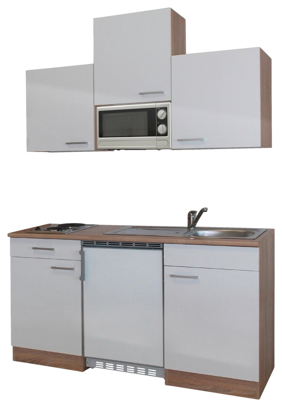 MINIKÜCHE 150 cm   in Weiss, Eichefarben  - Weiss/Eichefarben, Basics, Holzwerkstoff (150cm) - Respekta