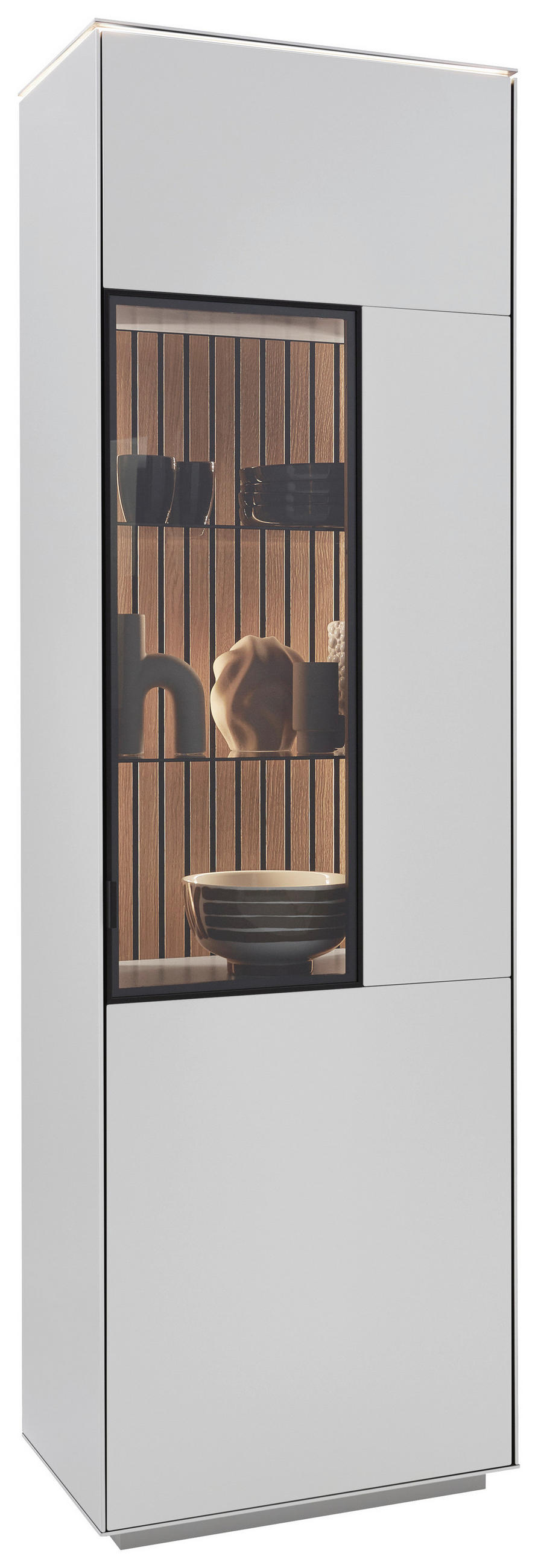 VITRINE in Eiche Weiß, Eichefarben  - Eichefarben/Schwarz, Design, Glas/Holz (60,8/198,6/40cm) - Dieter Knoll