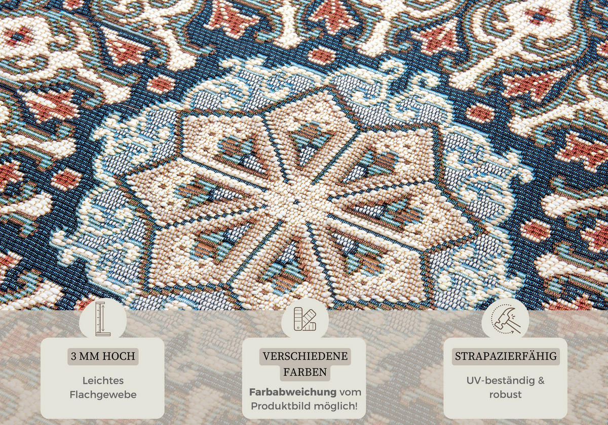 OUTDOORTEPPICH 80/165 cm Flair Grau, Blau  - Blau/Grau, Design, Kunststoff (80/165cm) - Hanse Home