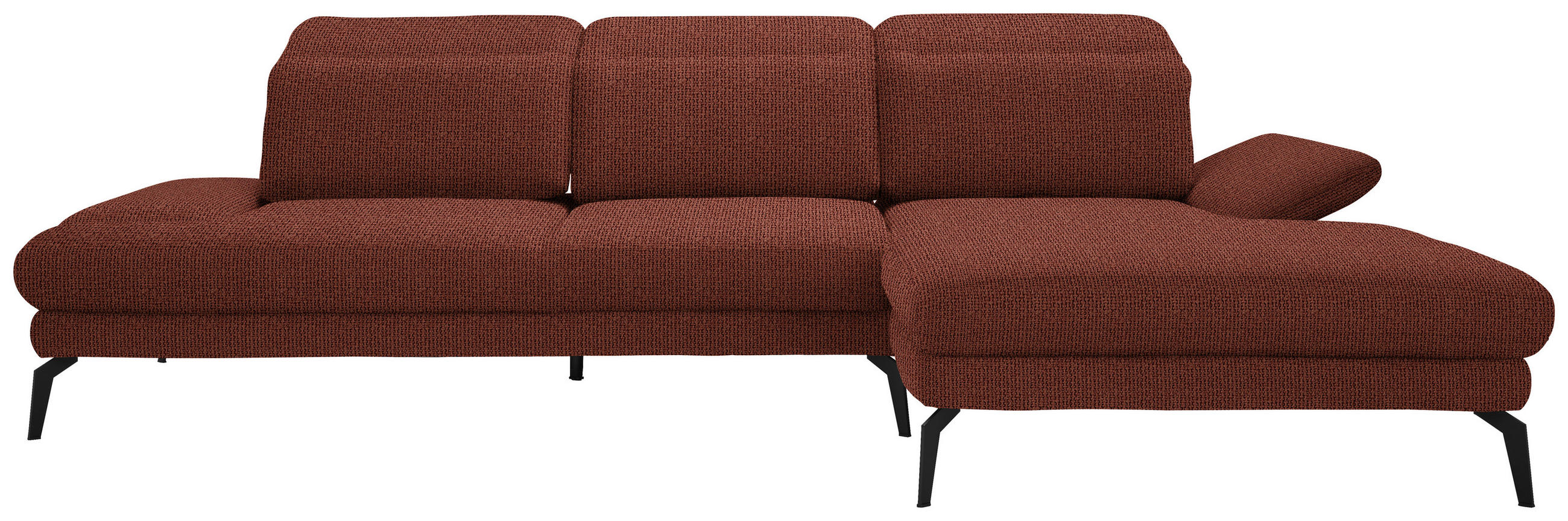 ECKSOFA Rostfarben Webstoff  - Rostfarben/Schwarz, Design, Textil/Metall (289/180cm) - Stylife