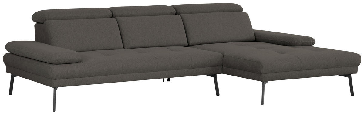 ECKSOFA Ottomane rechts, Eckteil  More_LZ Anthrazit Webstoff  - Anthrazit/Schwarz, Design, Textil/Metall (296/188cm) - Xora