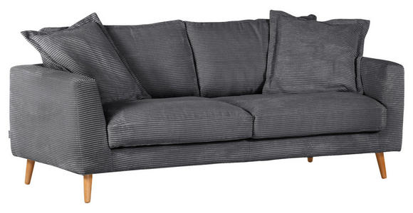 BIGSOFA Cord Anthrazit  - Anthrazit/Naturfarben, ROMANTIK / LANDHAUS, Holz/Textil (220/69/100cm) - Landscape