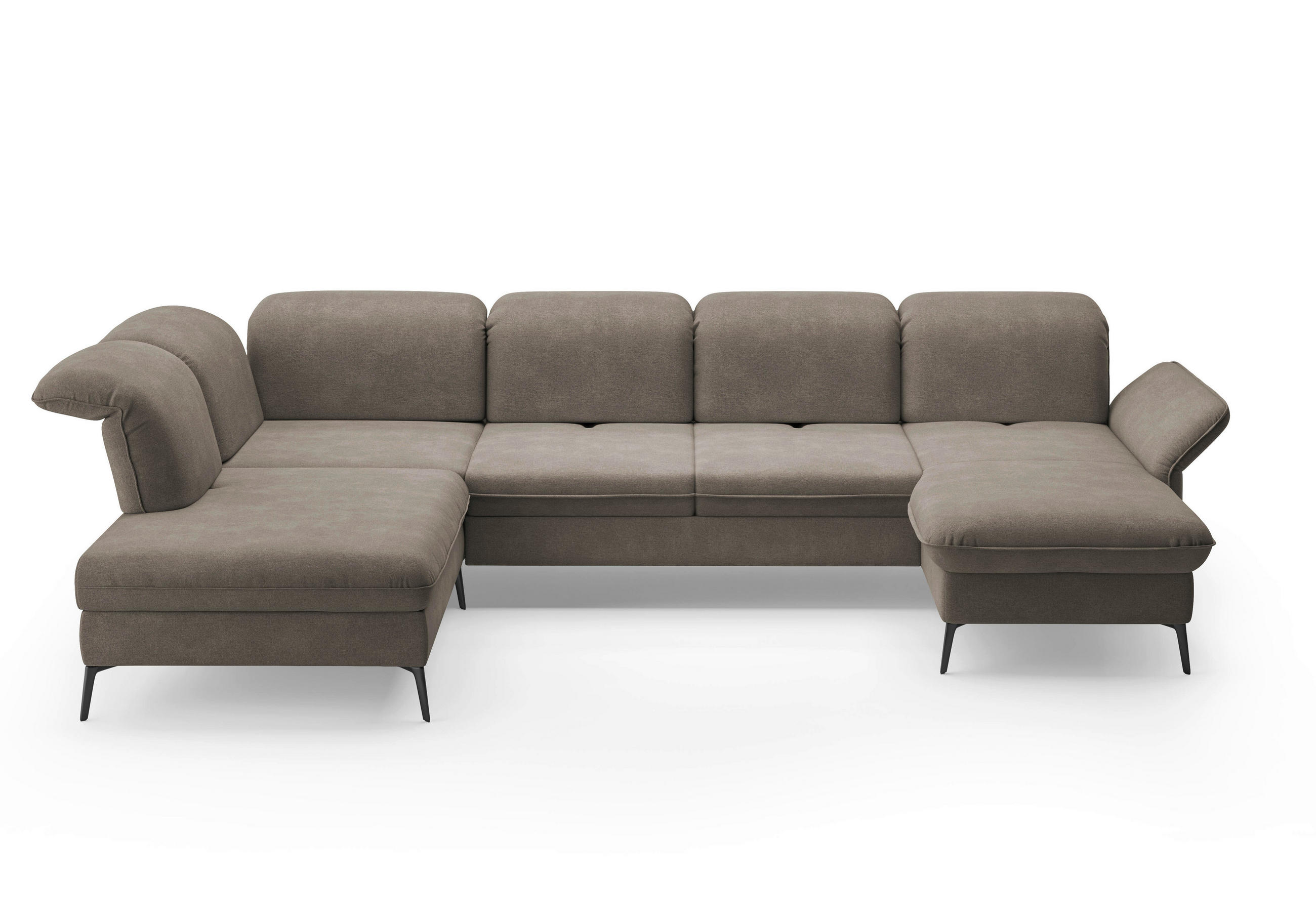 WOHNLANDSCHAFT in Flachgewebe Schlammfarben  - Schlammfarben/Schwarz, Konventionell, Textil/Metall (231/359/198cm) - Sit & More