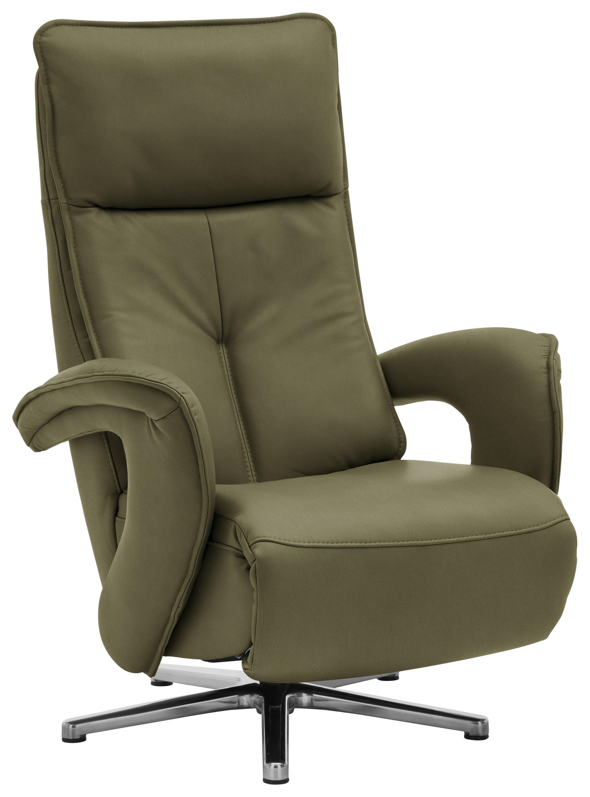 RELAXSESSEL in Leder Olivgrün  - Chromfarben/Olivgrün, Design, Leder/Metall (77/110/87cm) - Valdera